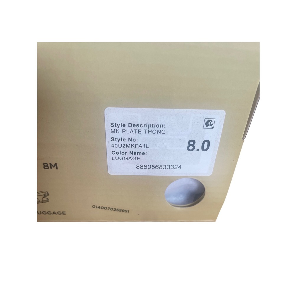 Michael Kors MK Plate Thong Sandals in Luggage Saffiano Leather – Size 8M - Picture 2 of 9